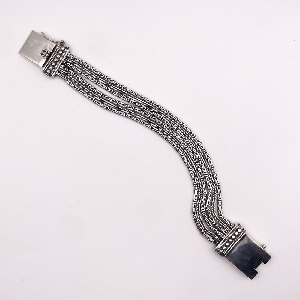 Silpada B1452 Sterling Silver Multi-Strand Woven Chain Bracelet with Box Clasp - Picture 2 of 13